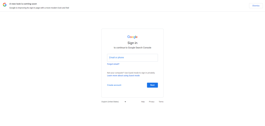 Login or Sign Up - Search console
